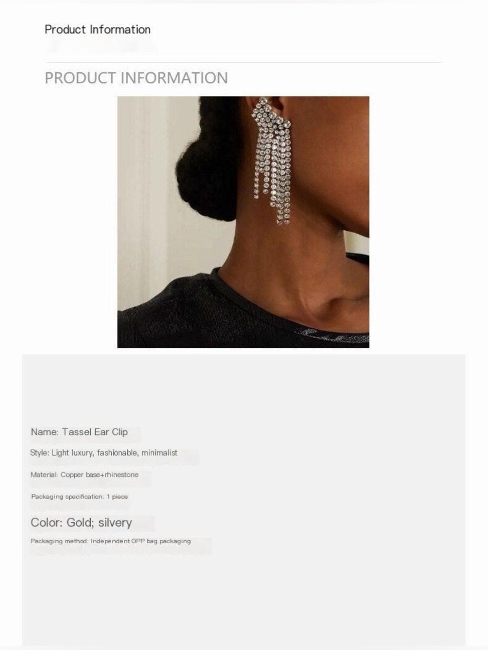 Crystal Fringe Drop Earrings - Silver Tone - Picture 7 of 7